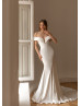 Elegant Ivory Satin Wedding Dress With Detachable Train Elegant Ivory Satin Wedding Dress With Detachable Train